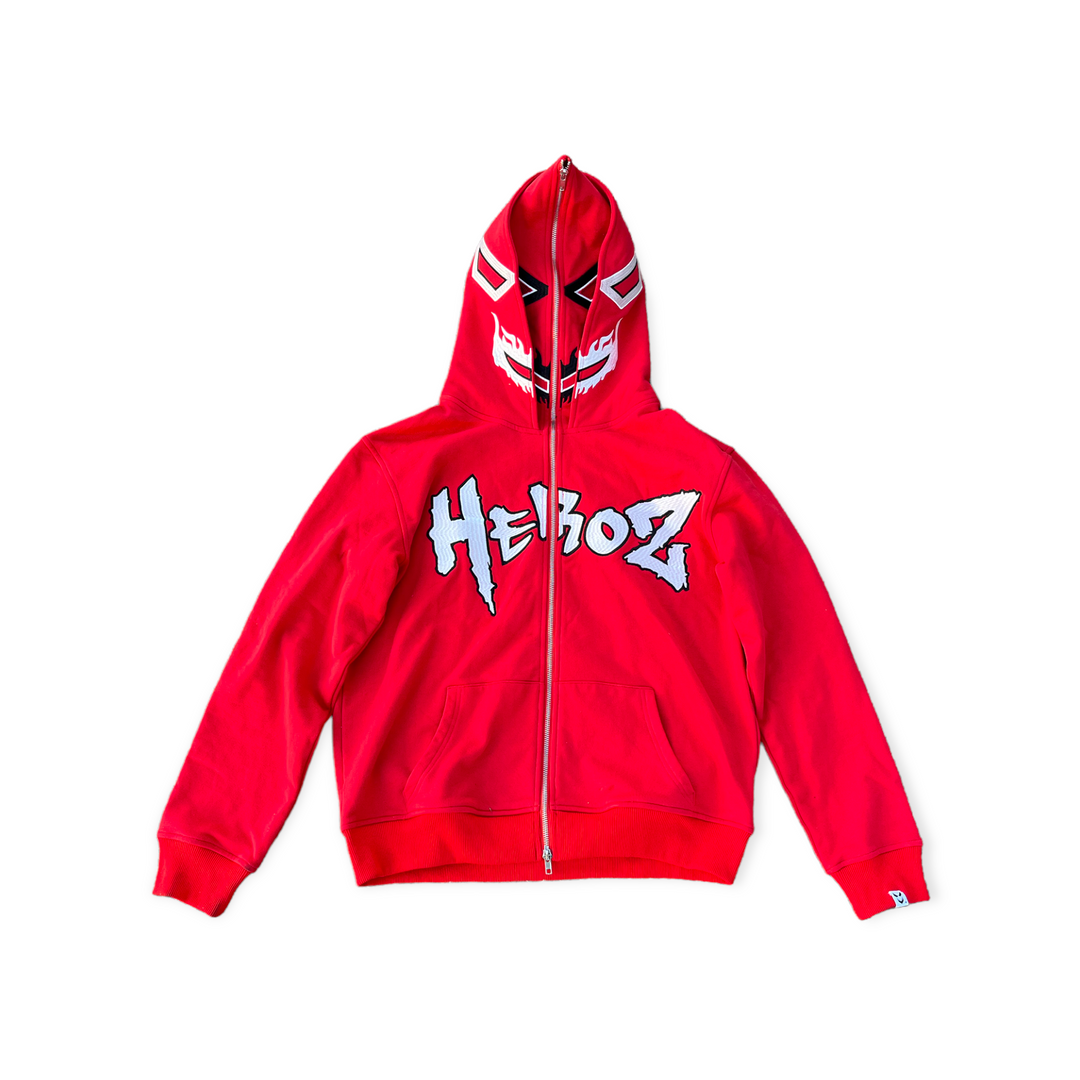 Double Hood Full Zip - Red