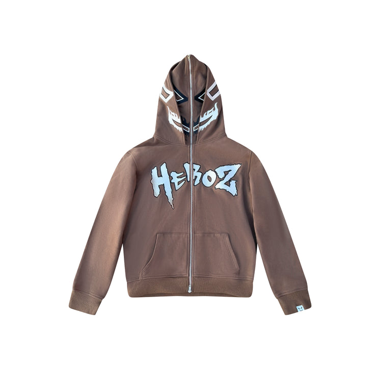 Double Hood Full Zip - Brown