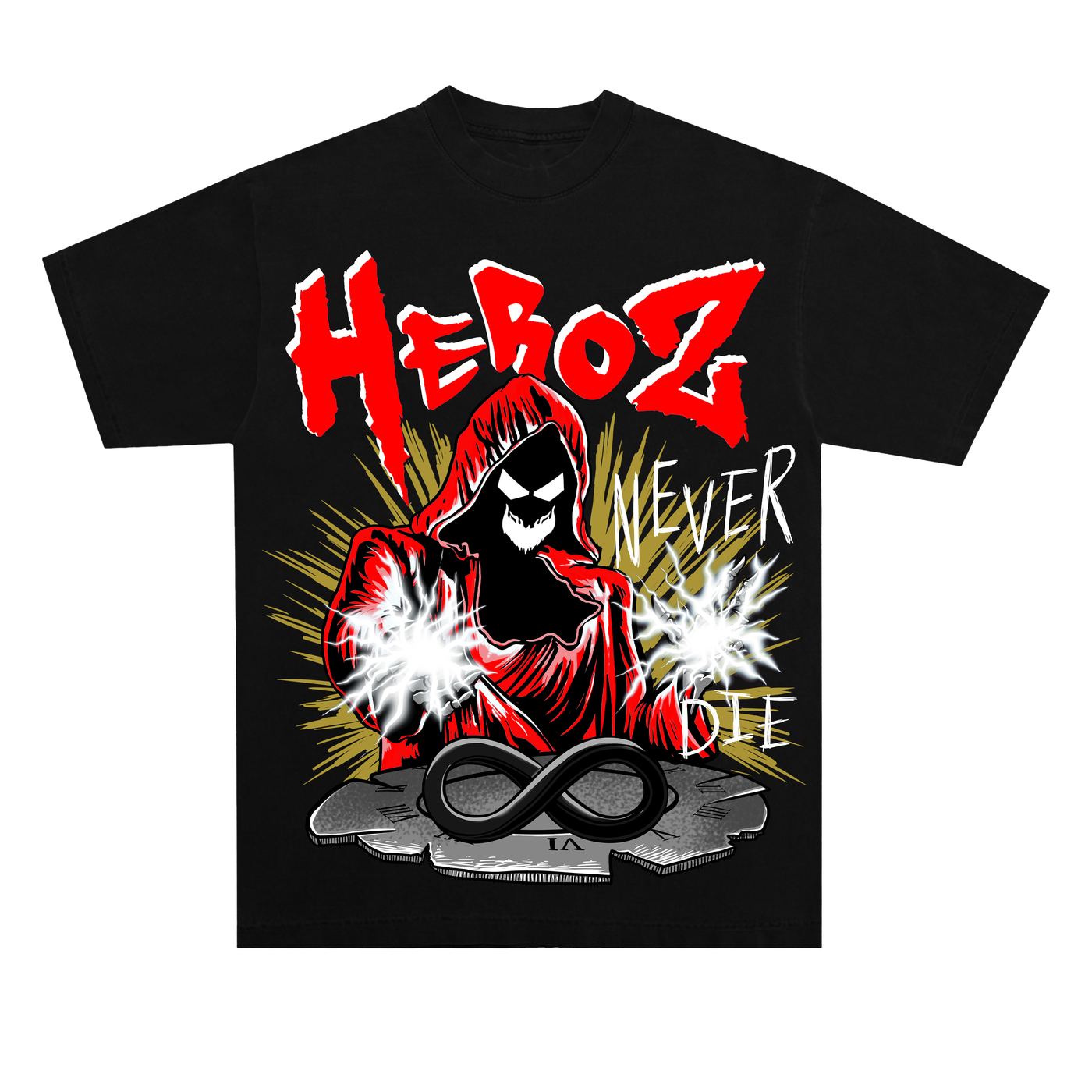 Heroz Never Die Graphic Tee- Black/Red