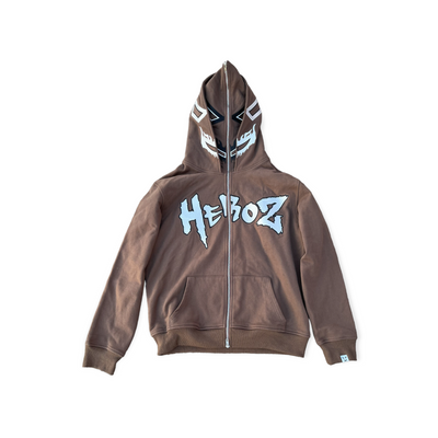 Heroz Double Hood Full Zip - Brown